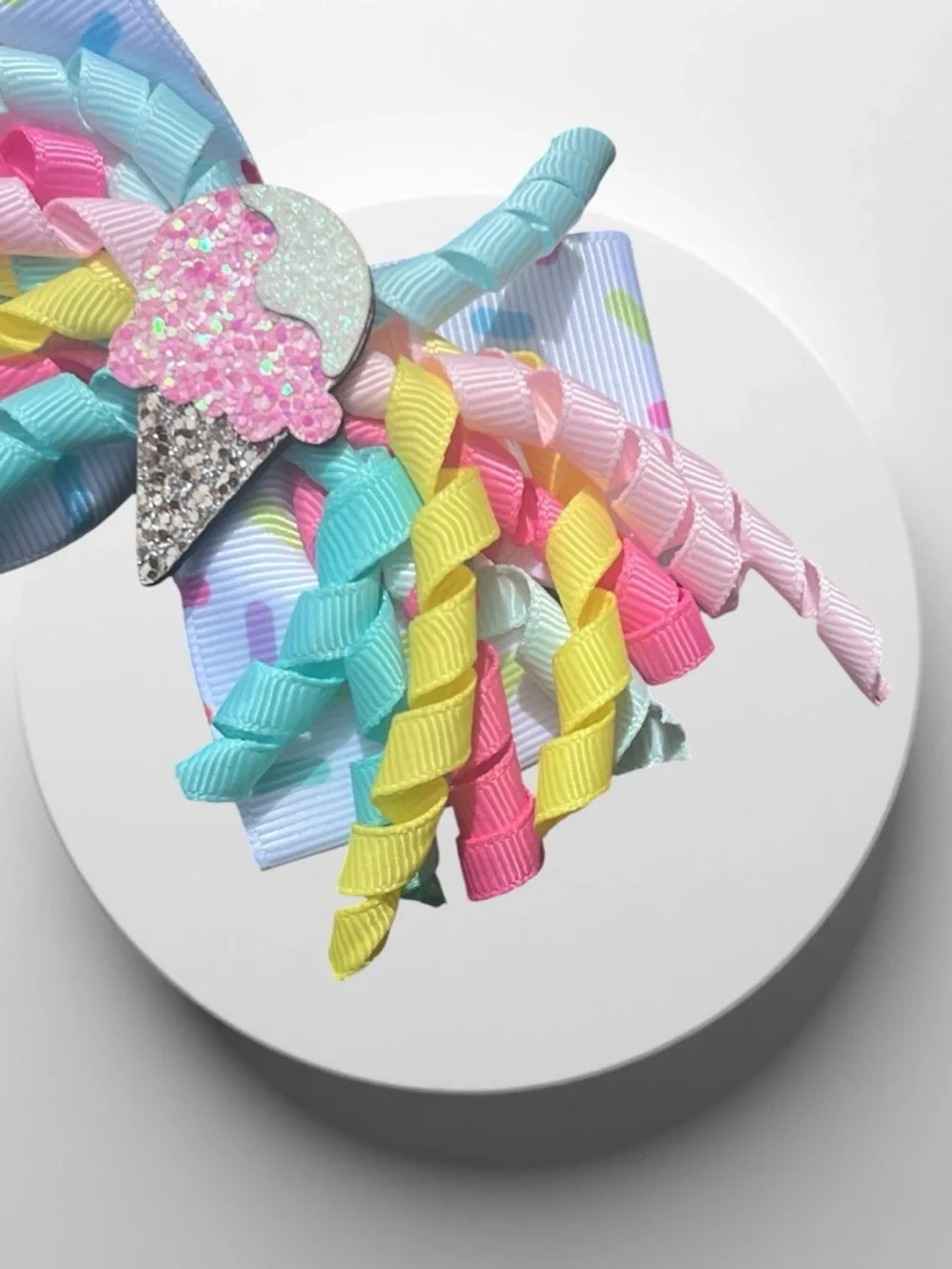 Pastel Rainbow Ice Cream Korker Bow Hair Clip for Kids